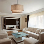 Suspension double tambour en tissu effet lin – Vosges dans un intérieur