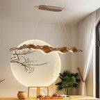 Suspension vague LED en résine effet bois – Lagos, sur fond blanc
