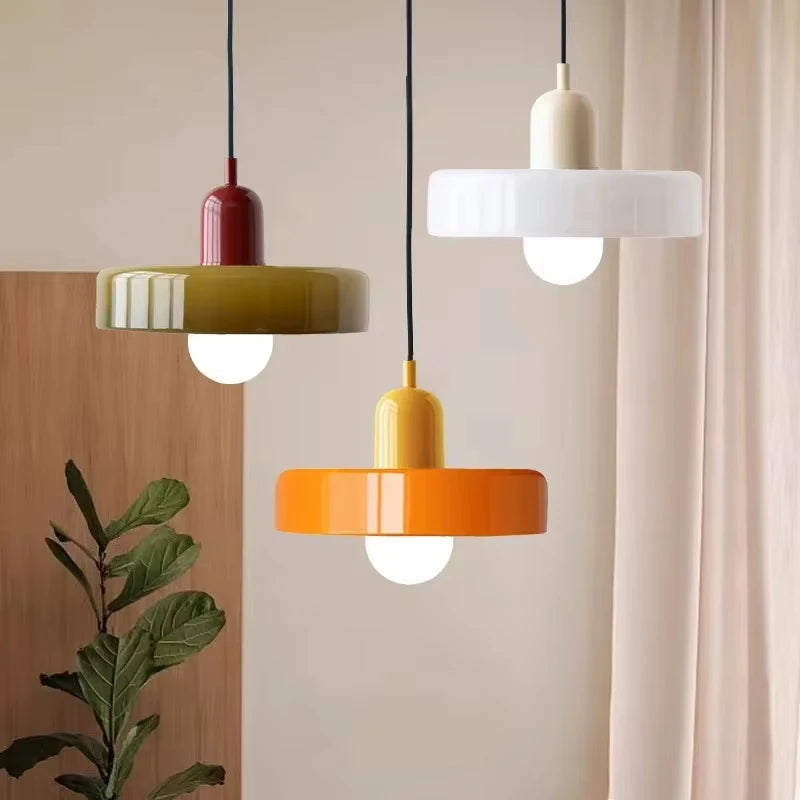 Suspension en verre coloré rétro – Positano allumée