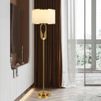 Lampadaire doré, abat-jour blanc, gris ou noir – Menaggio dans un intérieur
