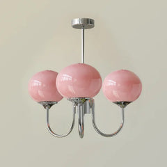 Chromé, 3 globes roses
