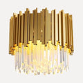 Plafonnier lustre lames dorées et cristal, Ø 30 à 50 cm – Bizy