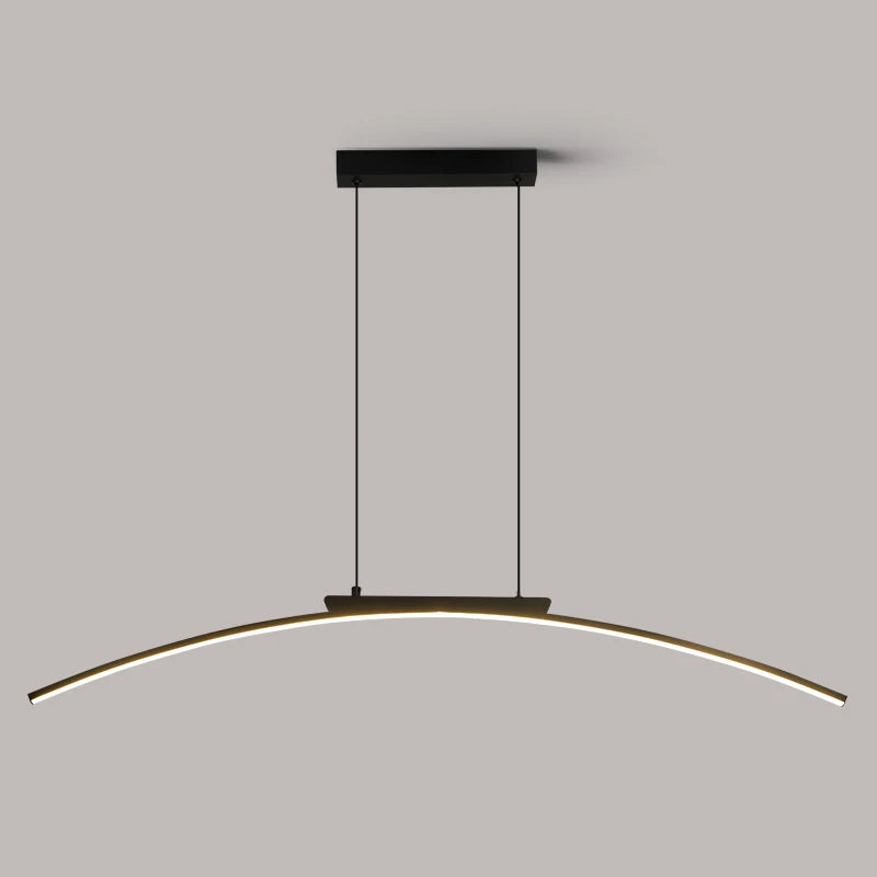 Suspension arc LED noire, ligne minimaliste – Arles dans un intérieur