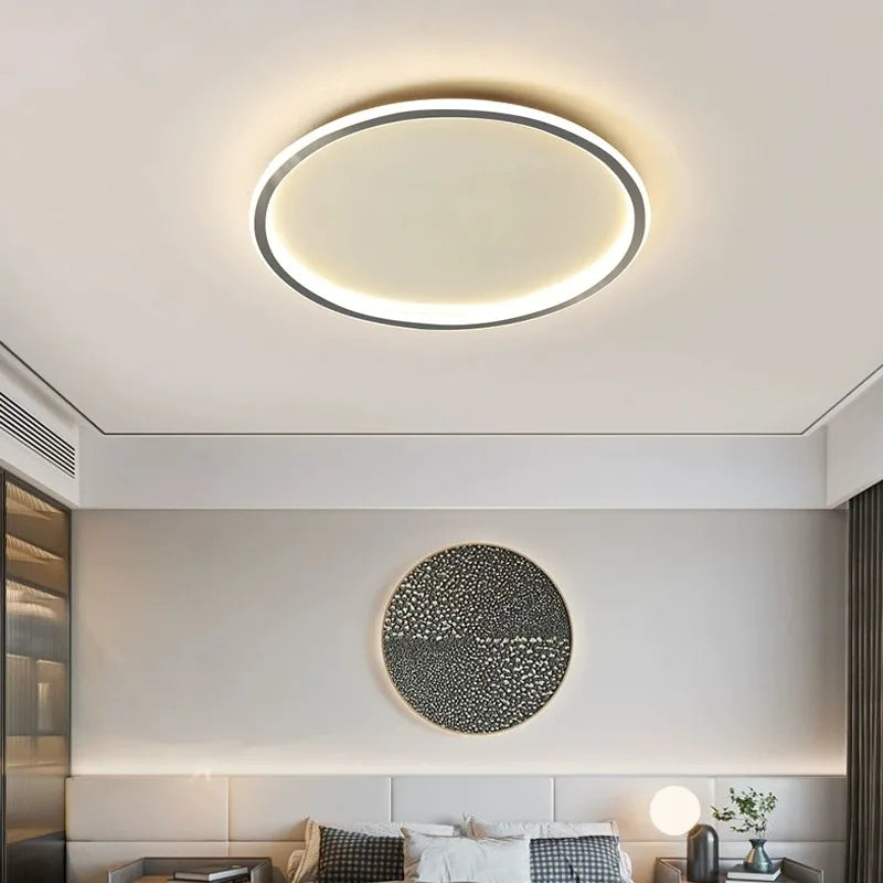 Plafonnier anneau LED ultra-fin noir, Ø 20 à 80 cm – Semur dans un intérieur