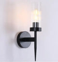 Applique torche, tube de verre cannelé, doré ou noir – Olargues, finition une lumière, noir