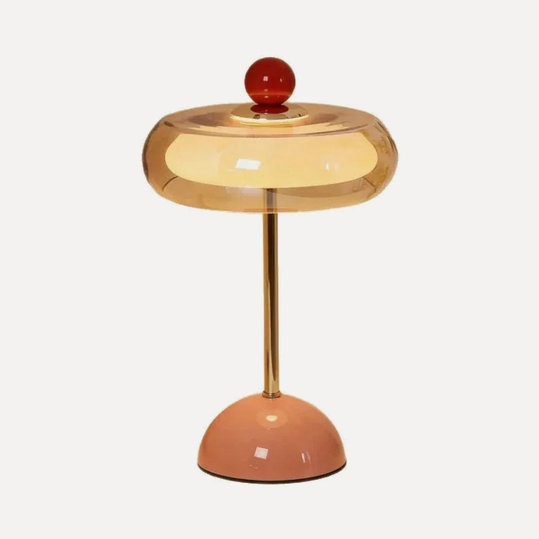 Lampe champignon en verre et pied laqué, sans fil – Ajaccio, sur fond blanc