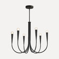Commarin, bras recourbés et ampoules bougies, noir, rond, 6 lumières