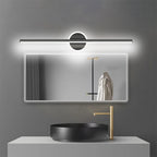Applique LED barre fine et disque, noir ou doré, 40 à 80 cm – Saturnia, vue d’ambiance