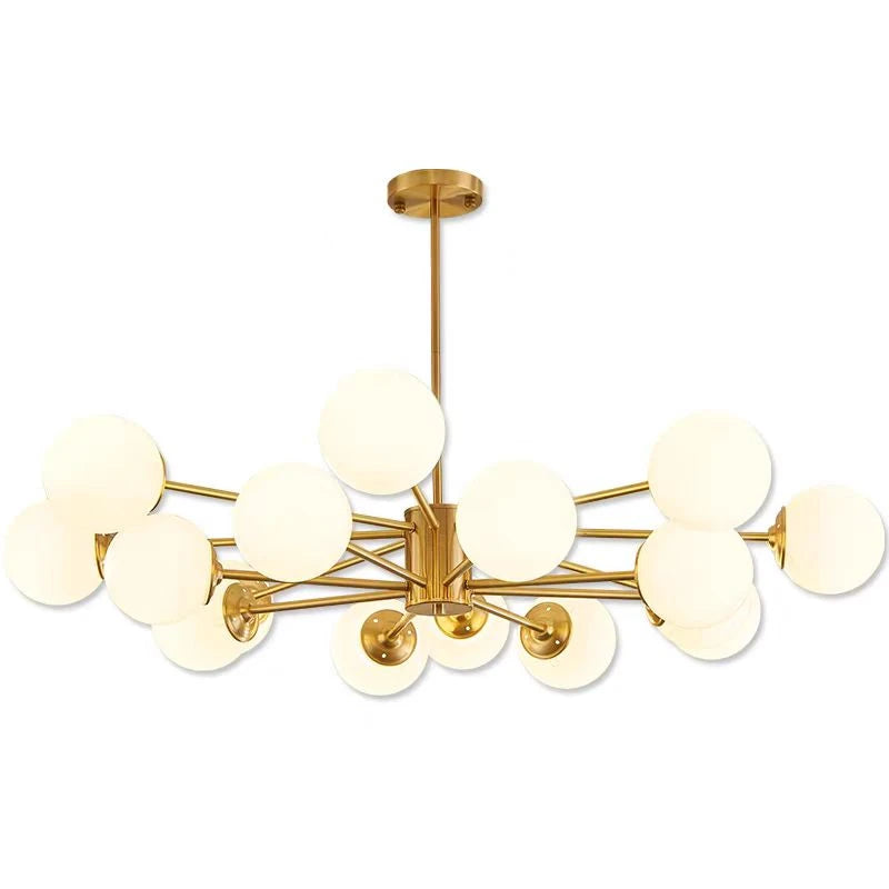 Suspension lustre à globes opalins, noir ou doré – Opéra, sur fond blanc