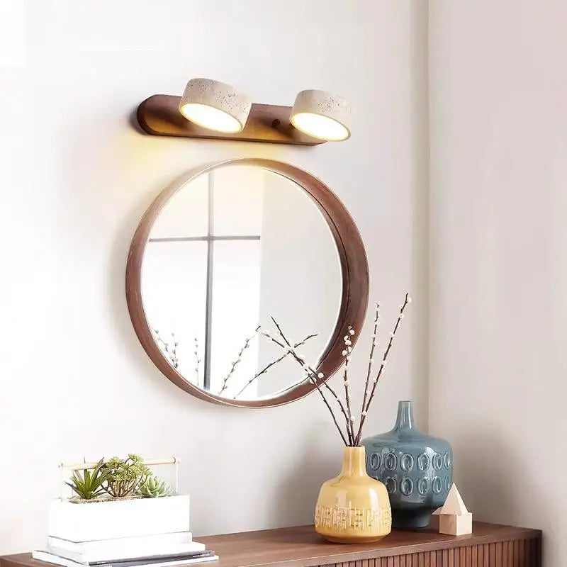 Applique en travertin et bois, orientable, 1 à 4 lumières – Bormio, vue d’ambiance