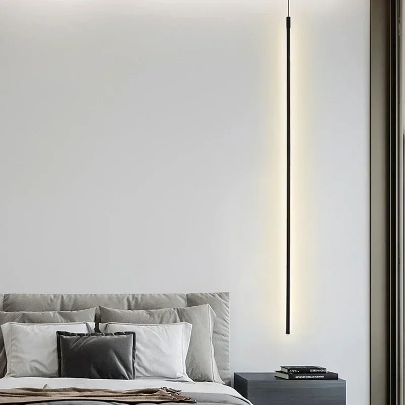 Suspension tube LED noir vertical, 50 à 100 cm – Minerve, vue d’ambiance