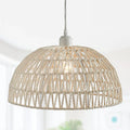 Suspension dôme en corde de chanvre tressée – Mino, finition blanc / Ø 22 × 13 cm / Sans ampoule