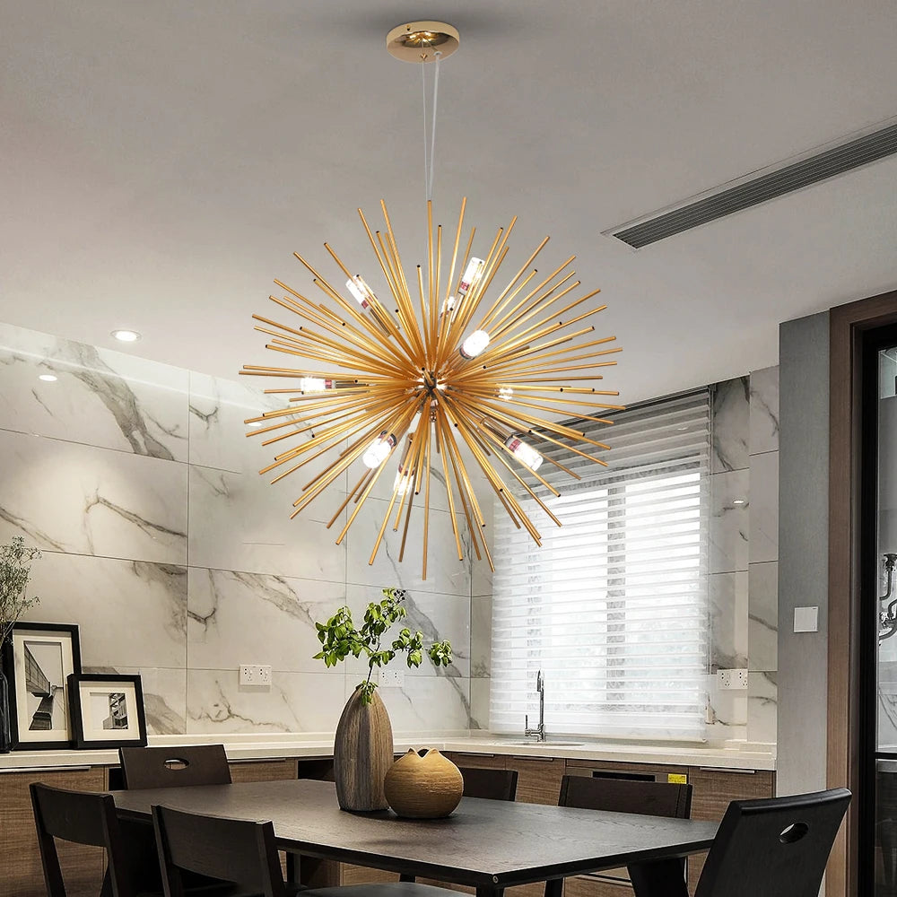 Lustre feu d'artifice doré, Ø 65 cm – Ferrières, vue d’ambiance