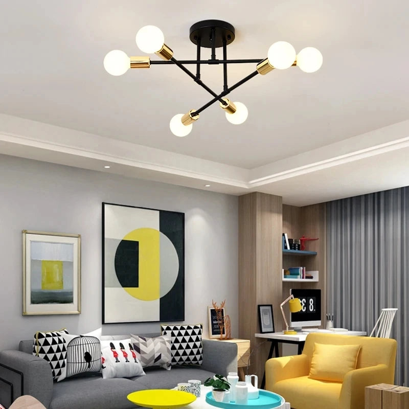 Plafonnier à bras et globes, style années 50 – Marceau dans un intérieur