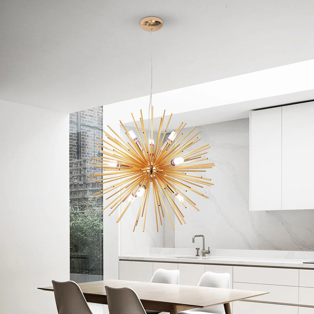 Lustre feu d'artifice doré, Ø 65 cm – Ferrières, sur fond blanc