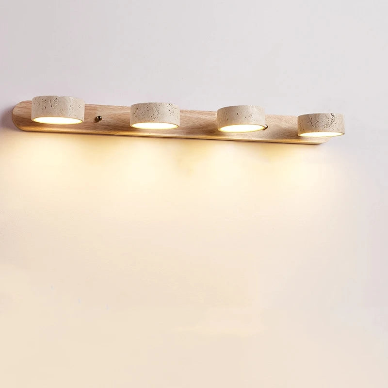 Applique en travertin et bois, orientable, 1 à 4 lumières – Bormio, vue d’ambiance