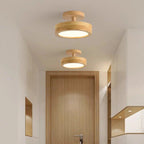 Plafonnier tambour en bois massif, plat ou sur tige – Hossegor, vue d’ambiance