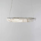 Suspension anneau effet albâtre, LED intégrée – Urbino, sur fond clair