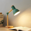 Lampe de bureau articulée en bois et métal laqué – Cordes, finition vert sauge