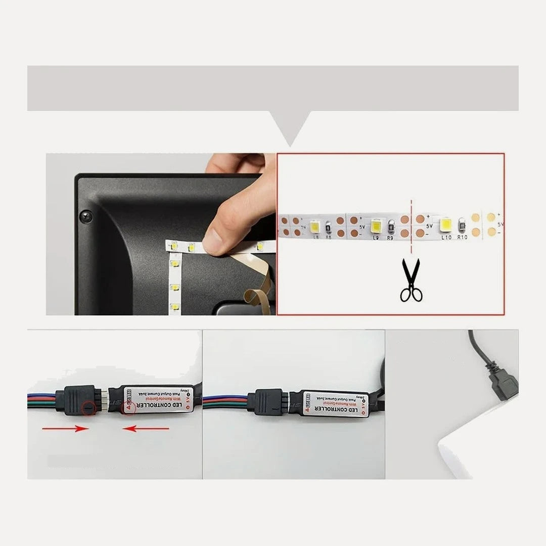 Ruban LED RGB USB, appli et télécommande, 1 à 40 m – Luzarches