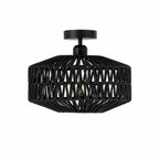 Plafonnier en rotin tressé main, Ø 30 cm, naturel ou noir – Begur, sur fond blanc