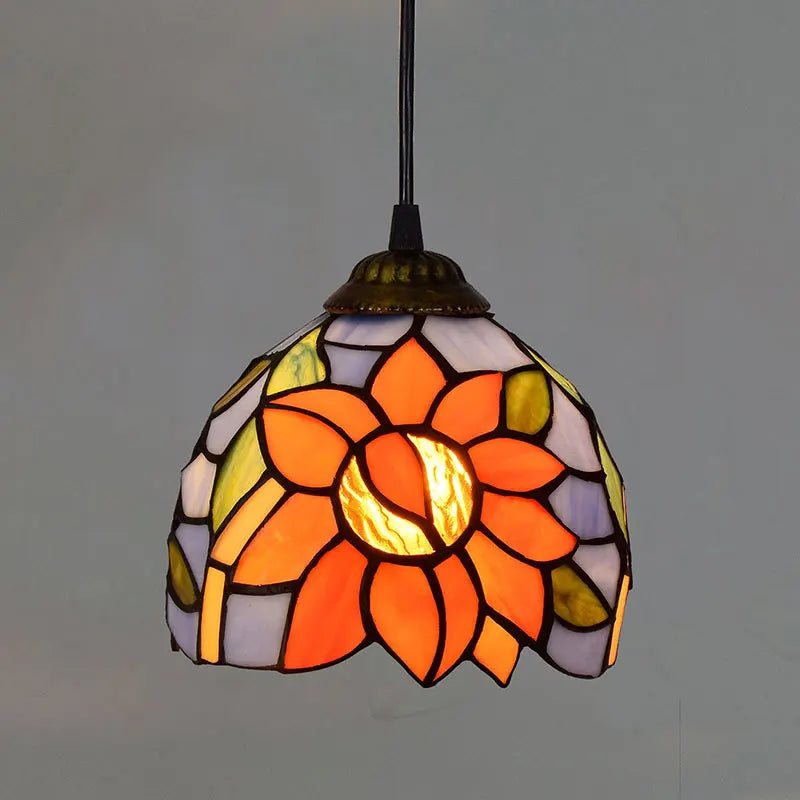 Suspension en verre vitrail coloré, style bohème – Céret, finition tournesol