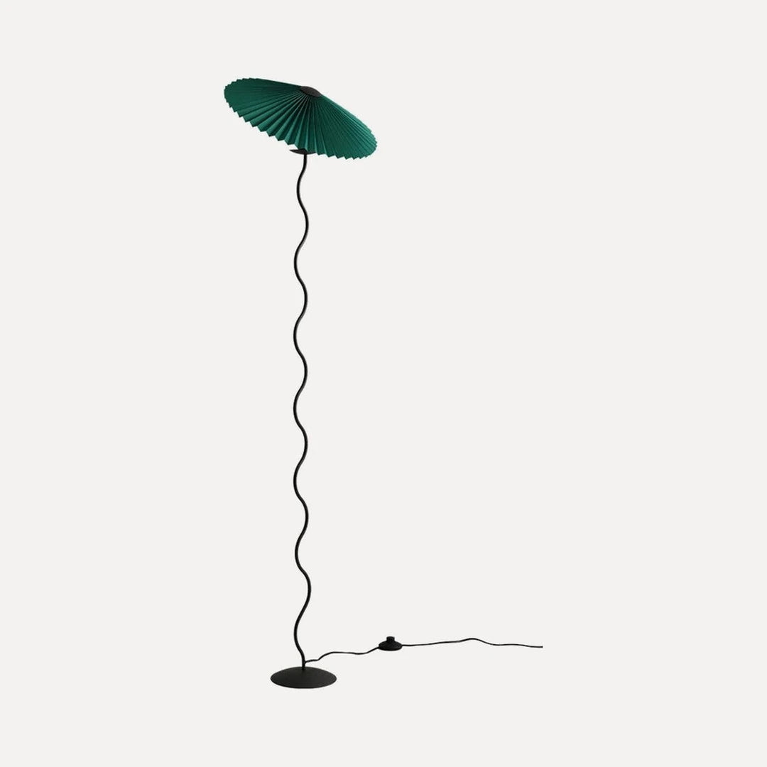 Lampadaire tige ondulée et abat-jour plissé, 4 couleurs – Cluny