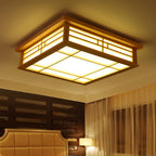 Plafonnier carré en bois façon shoji japonais – Shirakawa dans un intérieur