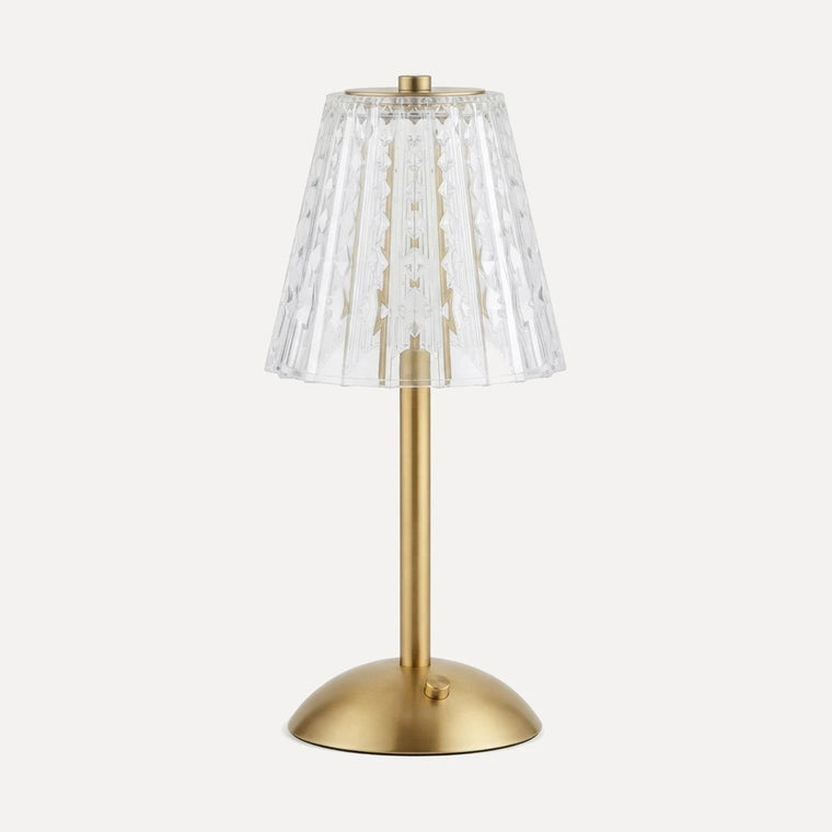 Mazarin, lampe sans fil rechargeable, abat-jour cristal, Abat-jour cannelé