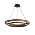 Suspension anneau LED effet noyer – Kumano, sur fond blanc