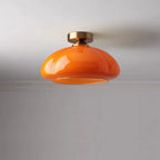 Plafonnier coupole en verre orange ou crème – Belleville, sur fond clair