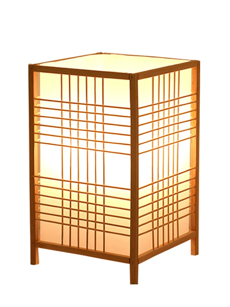 Lampe à poser lanterne en bambou, style japonais – Hakata, sur fond blanc
