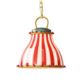 Suspension cloche en verre rayé rouge et blanc – Rapallo, finition blanc chaud