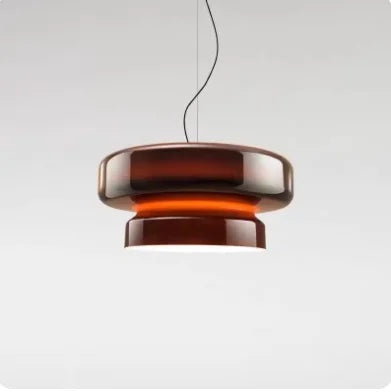 Suspension en verre coloré superposé rouge, vert ou violet – Úbeda, finition rouge, Ø 36 cm