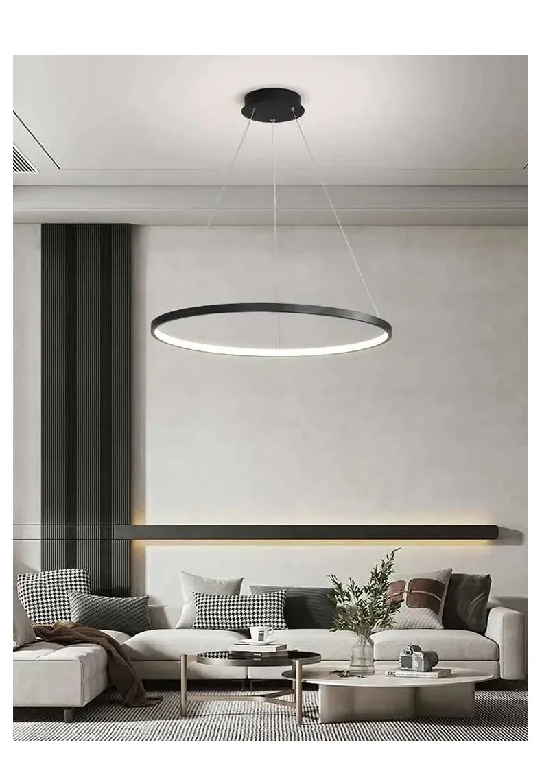 Suspension anneau de lumière LED, Ø 40 à 100 cm – Ermenonville, vue d’ambiance