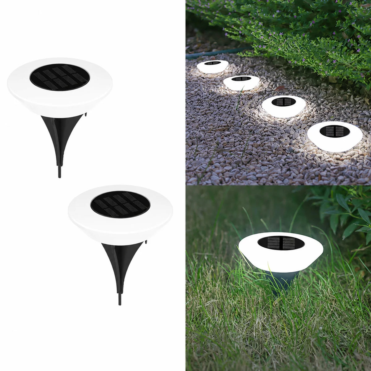 Lampe solaire de pelouse à 14 LED, blanc chaud, lot de 2 ou 4 – Batz