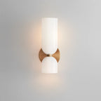 Applique double cylindre en verre, opalin, fumé ou bleu – Fécamp, sur fond clair