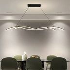 Suspension LED double vague, blanc ou noir, 90 à 150 cm – Atrani, vue d’ambiance