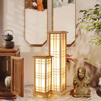 Lampadaire lanterne japonaise en bois – Takamatsu, vue d’ambiance