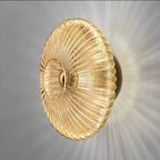 Applique coquillage en verre strié, fumé, cognac ou blanc – Mimizan, finition verre cognac