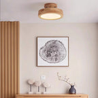 Plafonnier tambour en bois massif, plat ou sur tige – Hossegor dans un intérieur