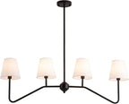Lustre en fer noir et abat-jour blancs, 4, 5 ou 6 lumières – Dinan, finition 4 lumières