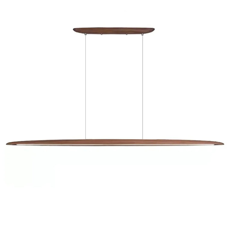 Suspension linéaire en bois massif noyer ou chêne, LED – Inuyama, sur fond blanc