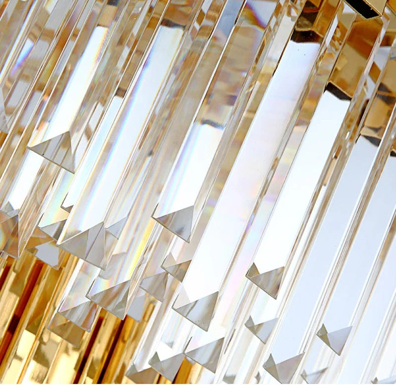 Lustre cristal et acier doré, Ø 40 ou 55 cm – Pompadour, vue de détail