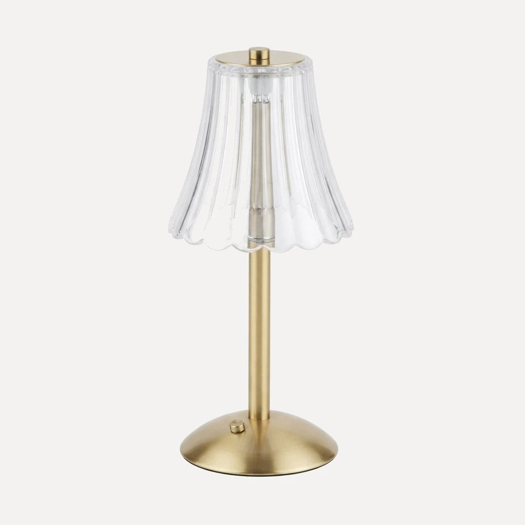 Mazarin, lampe sans fil rechargeable, abat-jour cristal, Abat-jour festonné