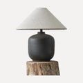Lampadaire en céramique striée et abat-jour lin, ou à poser – Céreste