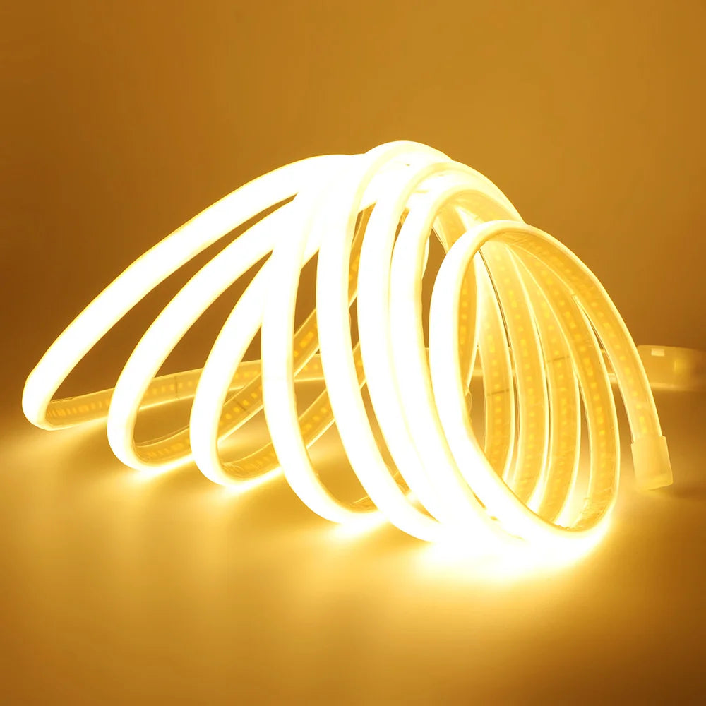 Néon LED COB blanc chaud 230 V pilotable, 5 à 30 m – Lunel allumé