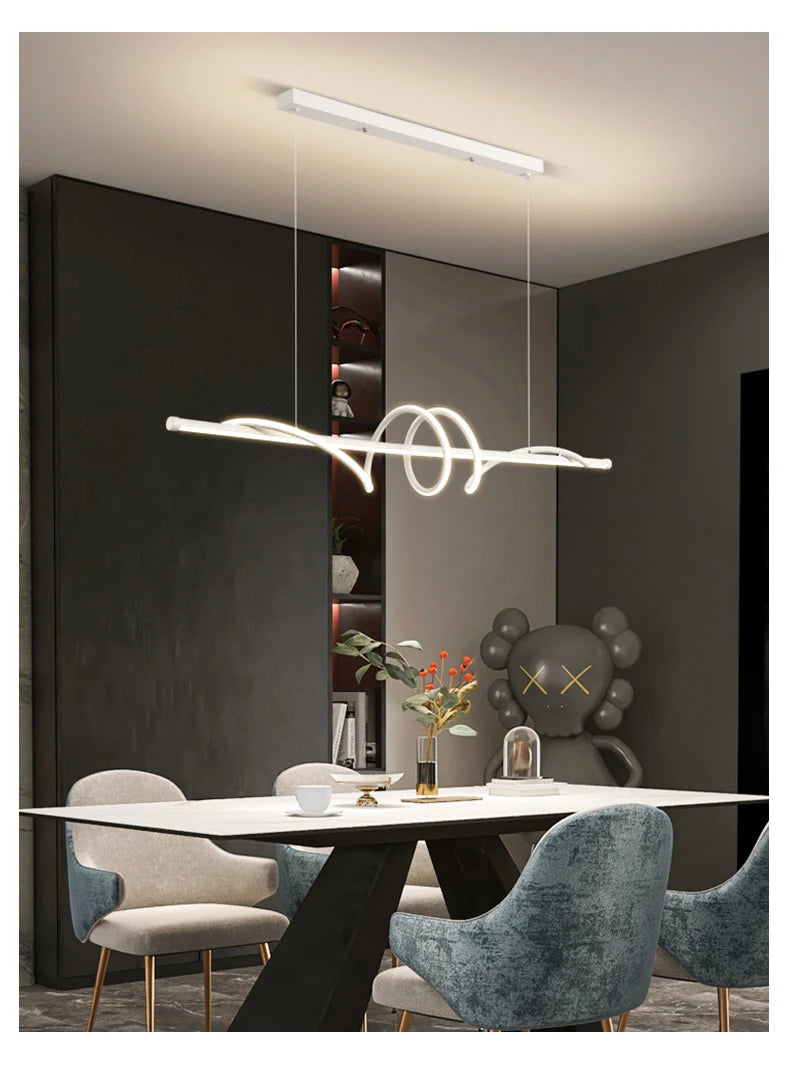 Lustre LED trait de lumière en vague, 100 ou 120 cm – Serrant dans un intérieur