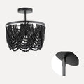 Germolles, perles de bois, esprit campagne, plafonnier, noir, ø 32 cm