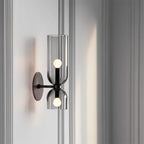 Applique double cylindre en verre, opalin, fumé ou bleu – Fécamp, vue d’ambiance